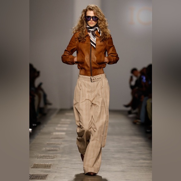 Vintage Men's Brown Leather Bomber Jacket Women Sz M Stand Collar Aviator Retro - Picture 8 of 16